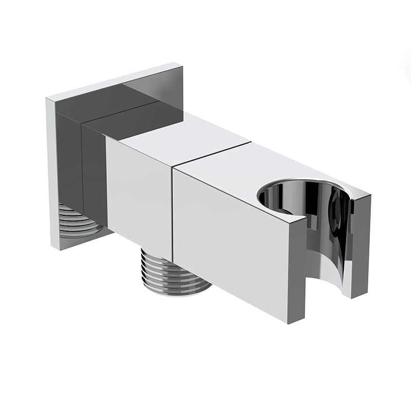 Утолщенный квадратный угловой клапан из твердой латуни с держателем для душа, прямой запорный клапан 1/2 дюйма для биде и ручного душа, сантехническая арматура для ванной комнаты